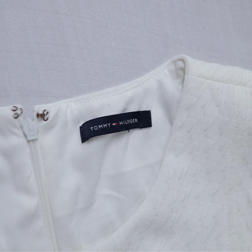 Tommy Hilfiger Shift Dress 8‎ White Textured Pique Pocket Sleeveless Mod Preppy - Picture 5 of 15